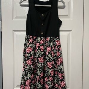 SHEIN Black and Pink Floral Mini Dress